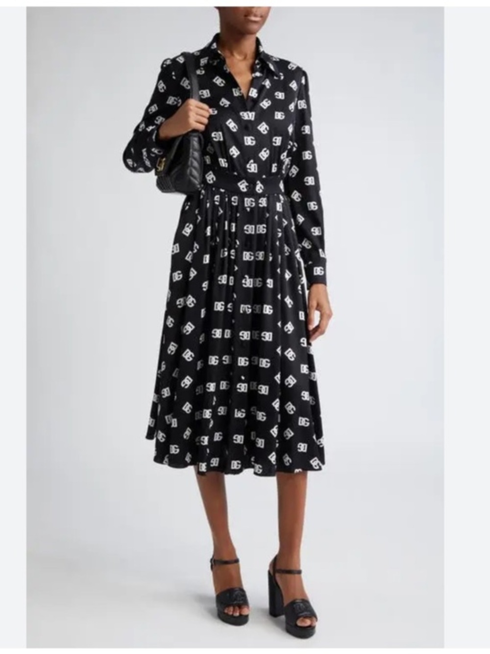 Dolce & Gabbana midi logo-print belted dress